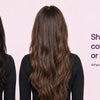 Very dark dyed hair beside lighter warm brown hair, with the question Should I use colour remover or bleach?