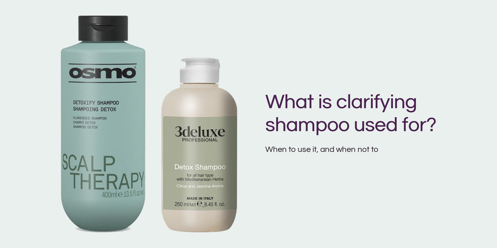 Osmo Scalp Therapy Detoxify Shampoo 400ml and 3deluxe Detox Shampoo 250ml beside the question What is clarifying shampoo used for?