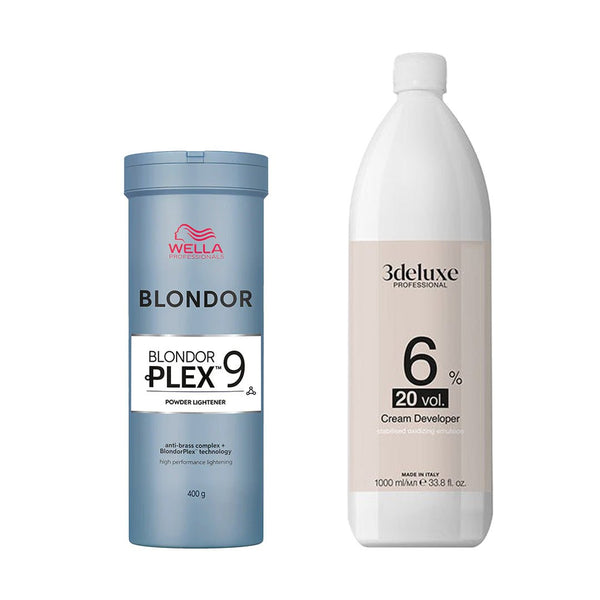 Blondorplex Multi - Blonde Powder 400g + 3deluxe Professional Professional Cream Developer 20V 1000ml - Hairdressing Supplies