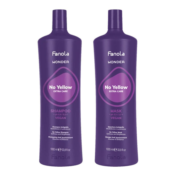 Fanola Wonder No Yellow Shampoo + Mask 1000ml - Hairdressing Supplies