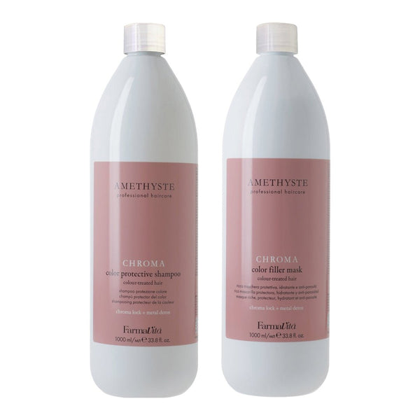 FarmaVita Amethyste Chroma Color Protective Shampoo + Filler Mask 1000ml - Hairdressing Supplies
