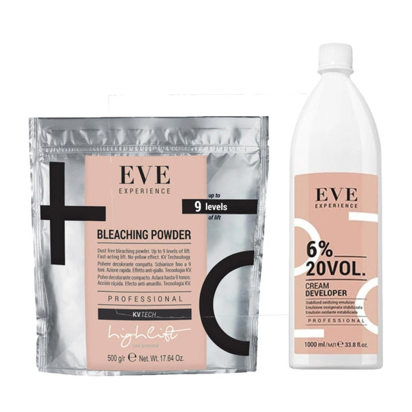 FarmaVita Eve Experience Highlift Bleaching Powder Aluminium Bag 500g + FarmaVita Eve Experience Cream Developer 20V - Hairdressing Supplies