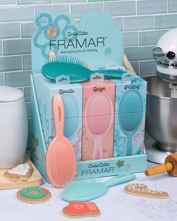 Framar Cookie Cutter Detangle Hair Brush Display - 9 Pack - Hairdressing Supplies