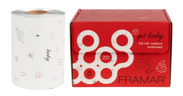 Framar Embossed Roll Medium Get Lucky 6 Pack Case (6x 320ft) - Hairdressing Supplies