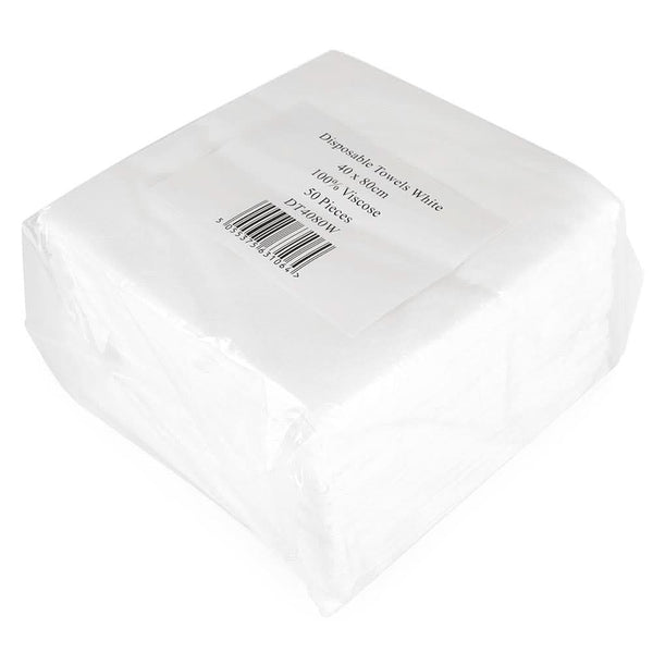 HDS White Smooth Disposable Towels (50) 40CM X 80CM - Hairdressing Supplies