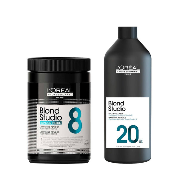 L'Oreal Bleaching Bundle Studio 8 Bonder Inside Bleach + L'Oreal Blond Studio Developer 6% Peroxide 1000ml - Hairdressing Supplies