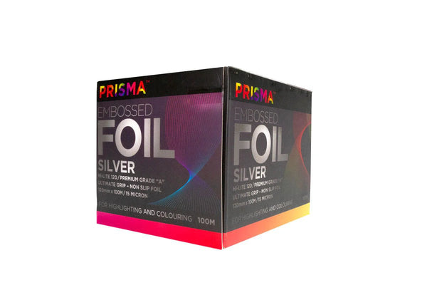 Prisma Embossed Foil 120mm x 100m - Silver - Hairdressing Supplies