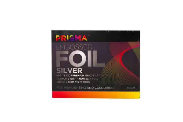 Prisma Embossed Foil 120mm x 100m - Silver - Hairdressing Supplies