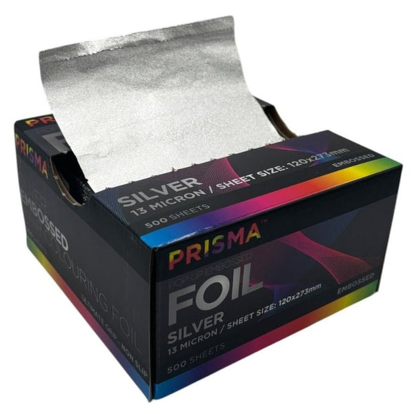Prisma PopUp Embossed Foil 120mm x 273mm - Silver - Hairdressing Supplies