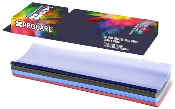 ProCare Mixed Foam Wraps 10cm x 30cm - 200 Sheets - Hairdressing Supplies