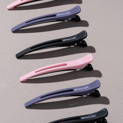 PROCARE PREMIUM HAIR SECTIONING CLIP SIX PACK GREY/PINK/BLACK - Hairdressing Supplies