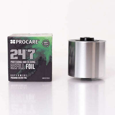 PROCARE PREMIUM SUPERWIDE SILVER 24*7 HAIR FOIL REFILL ROLL 120MM X 450M - Hairdressing Supplies