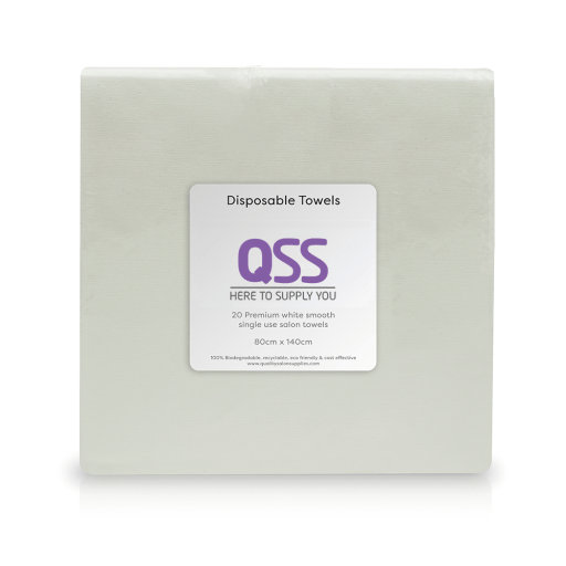 QSS Disposable Hairdressing Towels - Embossed White - 140cm x 80cm (Pack of 10) - Hairdressing Supplies