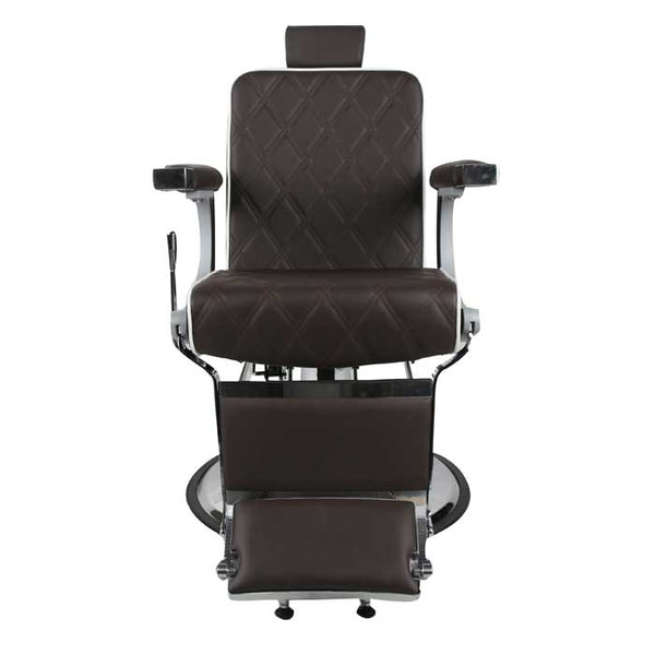 Salon Fit Chrysler Barber Chair Brown with White Piping - Hairdressing Supplies