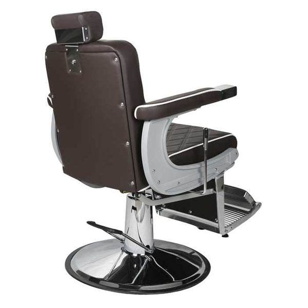 Salon Fit Chrysler Barber Chair Brown with White Piping - Hairdressing Supplies