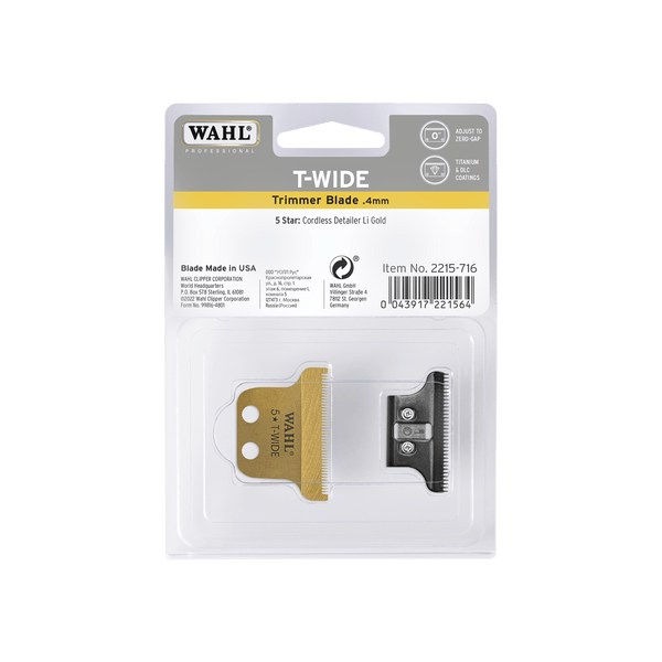 WAHL Blade Set Extra Wide Detailer Gold - Hairdressing Supplies