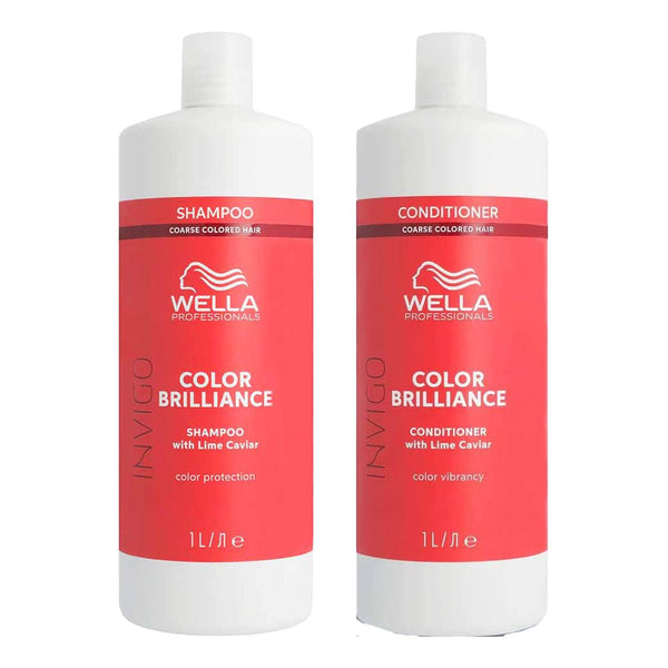 Wella Invigo Color Brilliance Coarse Shampoo + Conditioner 1000ml - Hairdressing Supplies