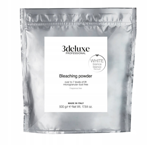 3deluxe Bleaching Powder White 7 Level Lift Bleach Dust Free 500g - Hairdressing Supplies