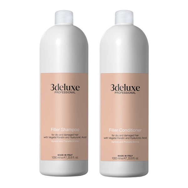 3deluxe Professional Filler Shampoo + Conditioner 1000ml - Hairdressing Supplies