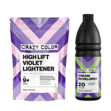 Crazy Color HighLift Violet Lightener 500g + Crazy Color Cream Developer 6% 1L