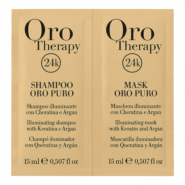 Fanola Orotherapy Gold Shampoo and Mask 15ml - Hairdressing Supplies