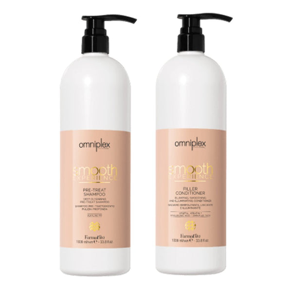 Farmavita Omniplex Smooth Experience Filler Pre - treat Shampoo + Conditioner 1000ml - Hairdressing Supplies