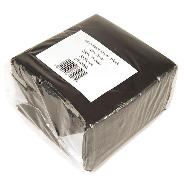 HDS Black Smooth Disposable Towels (50) 40CM X 80CM - Hairdressing Supplies