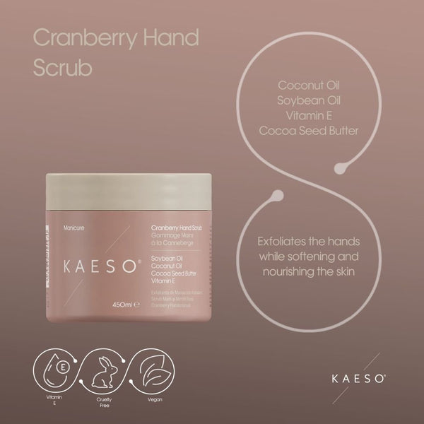 Kaeso Beauty Cranberry Hand Scrub 450ml - Hairdressing Supplies