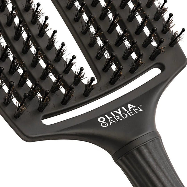 Olivia Garden - Fingerbrush Care - Iconic - Boar & Nylon - Full Black - Large - Hairdressing Supplies