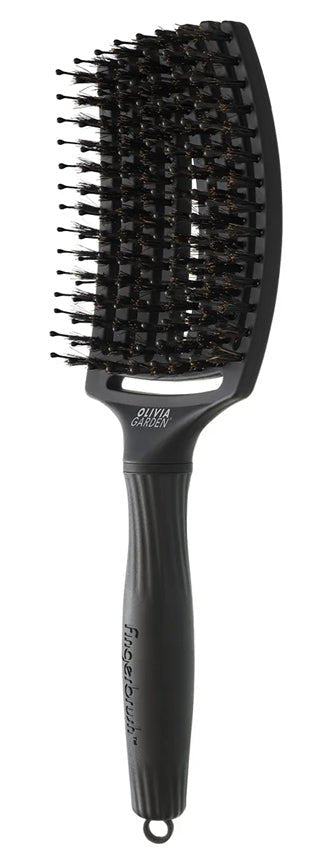 Olivia Garden - Fingerbrush Care - Iconic - Boar & Nylon - Full Black - Large - Hairdressing Supplies