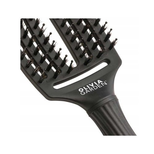 Olivia Garden - Fingerbrush Care - Iconic - Boar & Nylon - Full Black - Medium - Hairdressing Supplies