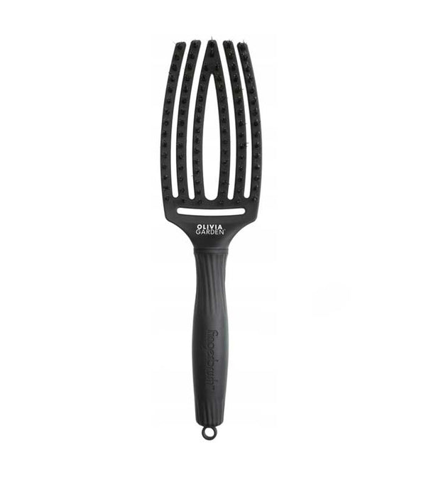 Olivia Garden - Fingerbrush Care - Iconic - Boar & Nylon - Full Black - Medium - Hairdressing Supplies