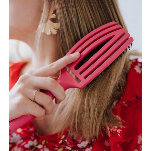 Olivia Garden - Fingerbrush Care - Iconic - Boar & Nylon - Hot Pink - Medium - Hairdressing Supplies
