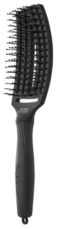 Olivia Garden - Fingerbrush Care - Iconic - Double Bristles - Black - Medium - Hairdressing Supplies