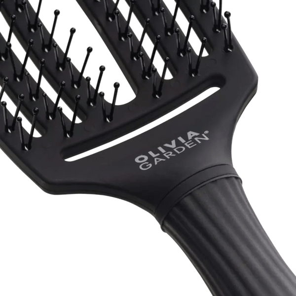 Olivia Garden - Fingerbrush Care - Iconic - Double Bristles - Black - Medium - Hairdressing Supplies