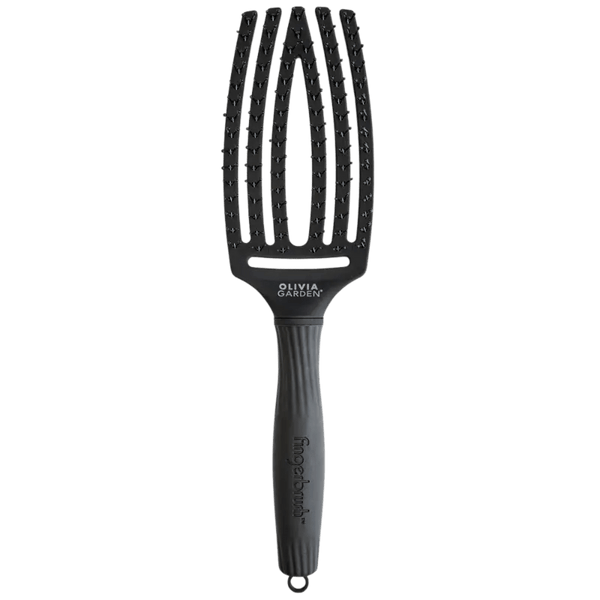 Olivia Garden - Fingerbrush Care - Iconic - Double Bristles - Black - Medium - Hairdressing Supplies