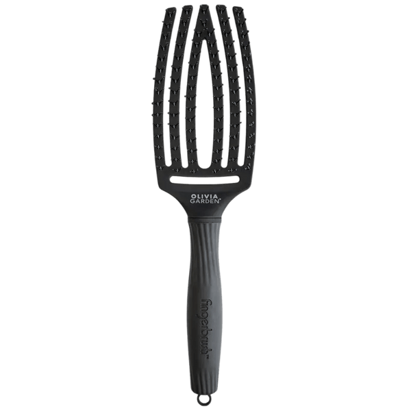 Olivia Garden - Fingerbrush Care - Iconic - Double Bristles - Black - Medium - Hairdressing Supplies