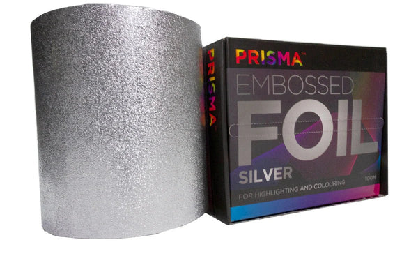 Prisma Embossed Foil 120mm x 100m - Silver - Hairdressing Supplies