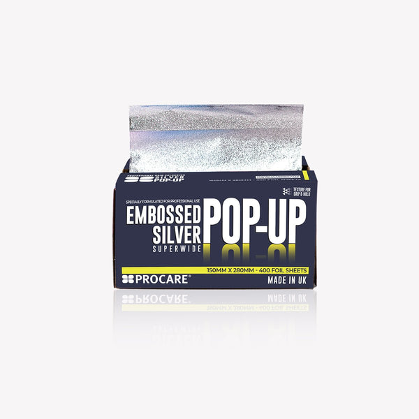 PROCARE EMBOSSED SILVER HAIR FOIL POP UP SHEETS 150MM X 280MM X 400 SHEETS - Hairdressing Supplies