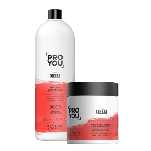 Revlon Pro You The Fixer Mask 500ml + Revlon Pro You The Fixer Shampoo - 1 Litre - Hairdressing Supplies