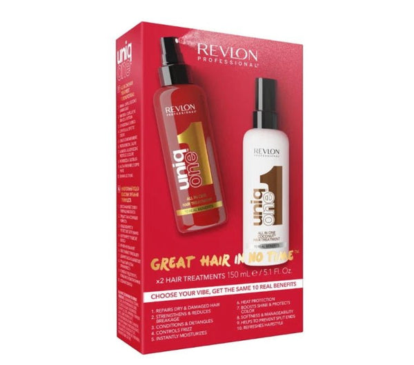 Revlon Uniq One Duo Pack - Classic Red + Coconut 10 in 1 Treatment Spray 2x 150ml - Hairdressing Supplies