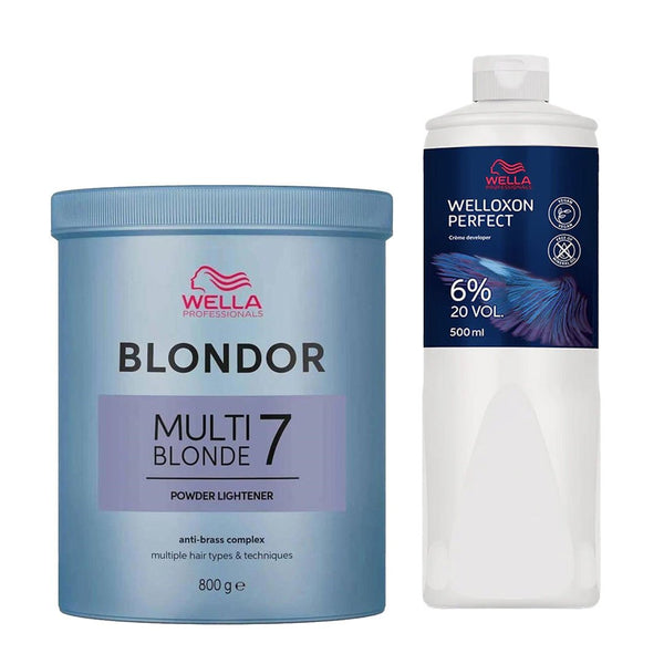 Wella Blondor powder 800G + Wella Welloxon Perfect Creme 6% 500ml (20 Vol) ME+ Peroxide - Hairdressing Supplies