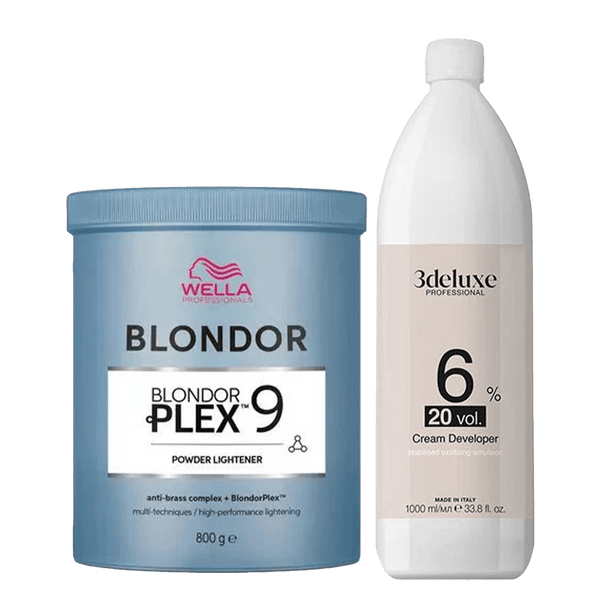 Wella Blondorplex Multi - Blonde Powder 800g + 3deluxe Professional Professional Cream Developer 20V 1000ml - Hairdressing Supplies